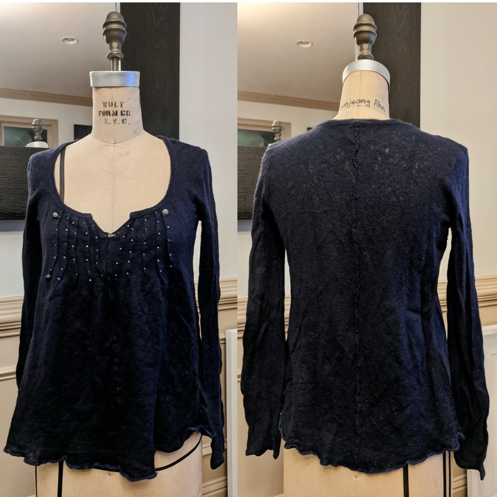 Free People babydoll sweater - deep navy